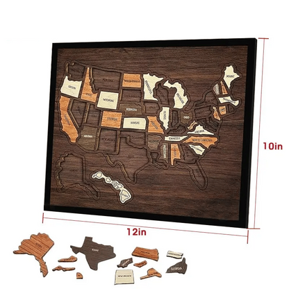 Wooden USA Travel Map Puzzle - A Stylish Way to Track Your Journey & Memories