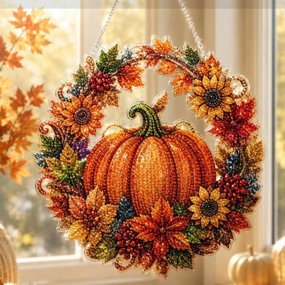 Diamond Pumpkin Pattern Hanging Wreath DIY Kit
