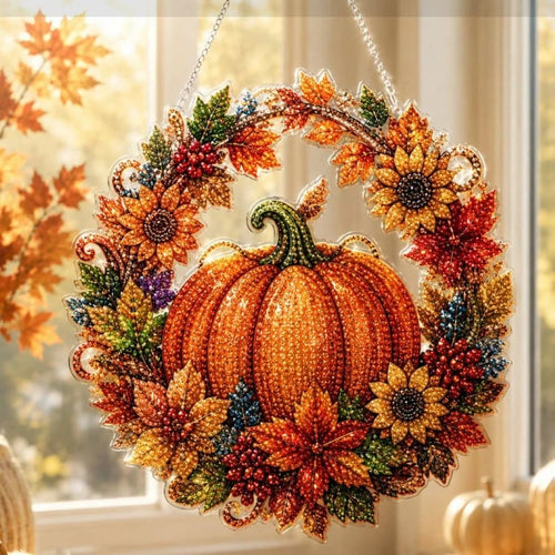 Diamond Pumpkin Pattern Hanging Wreath DIY Kit