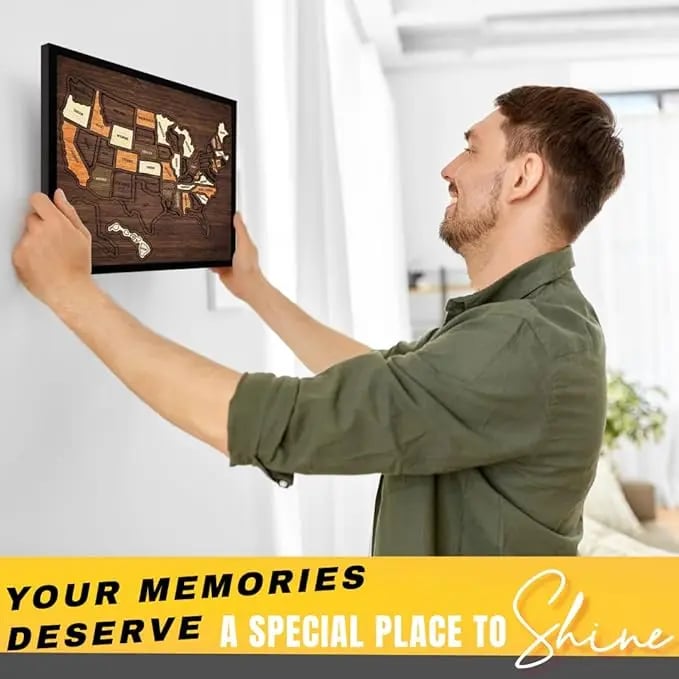 Wooden USA Travel Map Puzzle - A Stylish Way to Track Your Journey & Memories