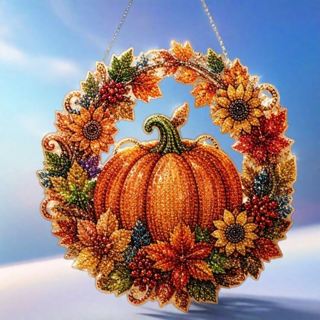 Diamond Pumpkin Pattern Hanging Wreath DIY Kit